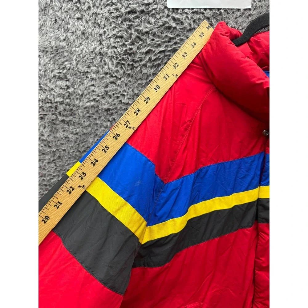 Polo Ralph Lauren Cookie Patch Striped Down Puffer Jacket Red Mens Size XL